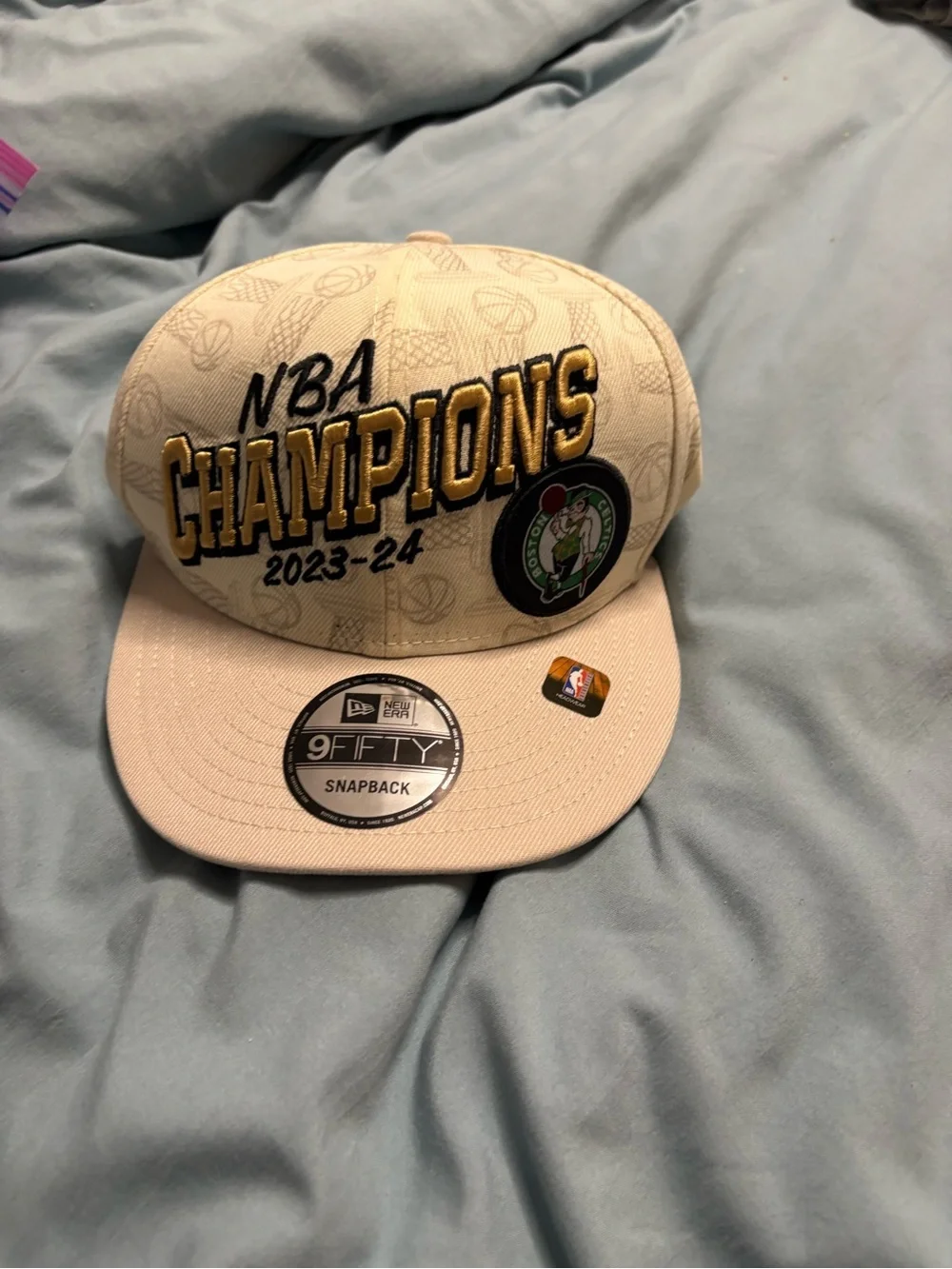 NBA Champions 2023-24 Beige Snapback Hat with Team Patch